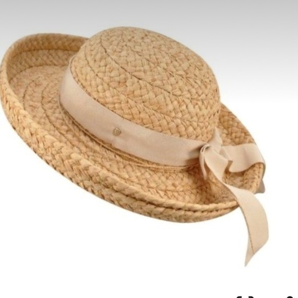 Helen Kaminski raffia straw woven sun hat with ribbon detail